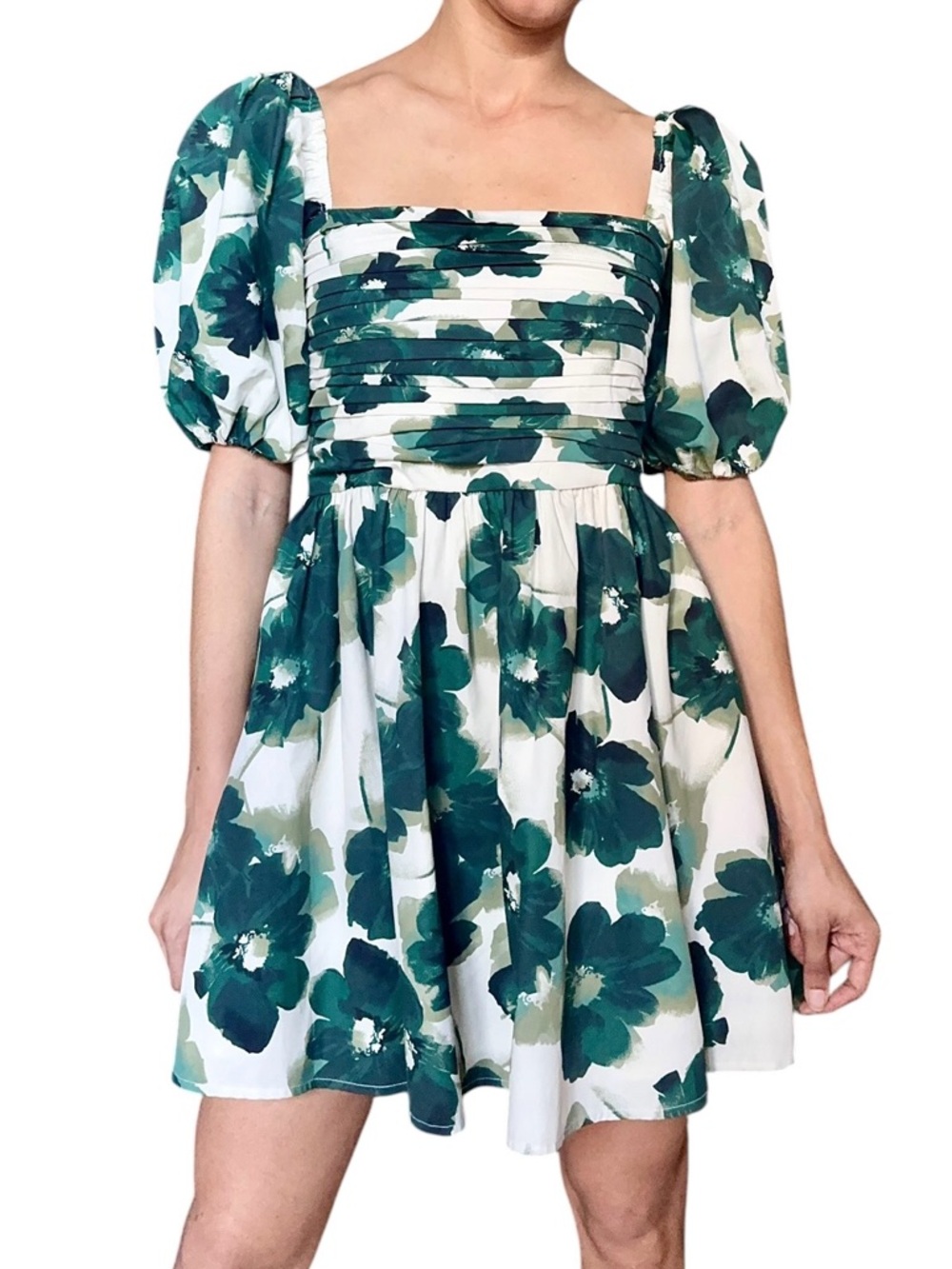 Abercrombie & Fitch Emerson Poplin Puff Sleeve Mini Dress Kentucky Derby Style